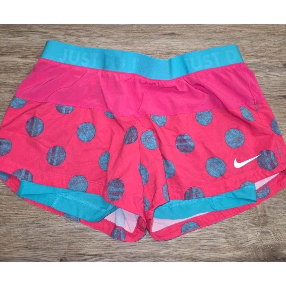 Nike size L Compression-lined Shorts Pink Polka Dot Running 4"